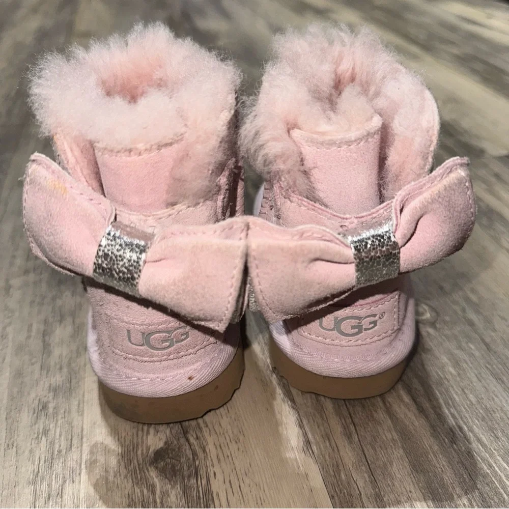 UGG Pink Boots with Silver Bow